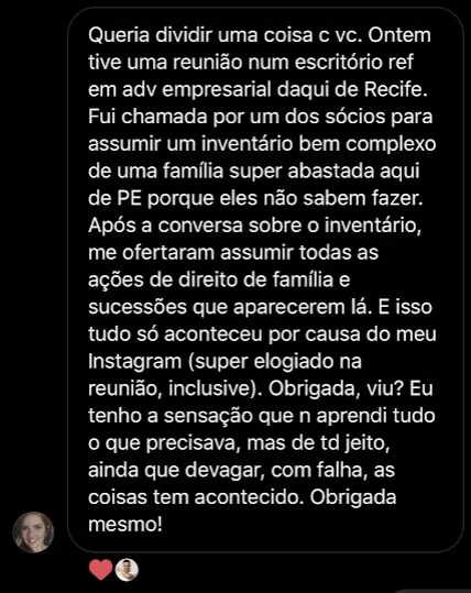 advogada de recife: fui chamada pra assumir um inventário complexo por causa do meu instagram